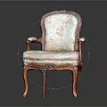Vintage Accent Chair With Wooden Carved Frame And Floral Fabric Upholstery