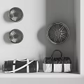 Black And White Luggage Bags With Wall Mounted Wheels In Corner