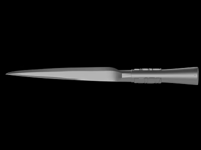 Silver Dagger with Sharp Blade and Textured Handle on Black Background 3d model
