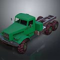 Green Vintage Six Wheel Heavy Duty Truck With Large Off Road Tires