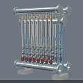 Industrial Filtration Equipment With Multiple Filter Elements Metal Frame And Piping Connections