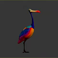 Vibrant Artistic Bird With Colorful Feathers Long Beak And Crest On Gray Background