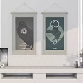 Two Modern Wall Posters With Bird And Geometric Design Decor 3d model