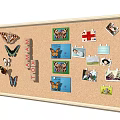 Corkboard Photo Wall With Butterfly Decorations Letter Magnets And Various
