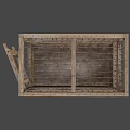 Vintage Wooden Cage With Metal Bars And Open Design Structure