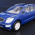 Blue SUV Car With Sleek Exterior Chrome Grille White Wheels And Roof Rails