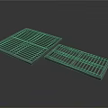 Pair Of Square Metal Drainage Grates With Grid Pattern For Floors