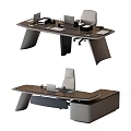 Sleek Modern Office Desk Design With Wooden Top Office Chair And Laptop Stationery