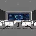 Modern Monitoring Room Command and Control Hall Monitoring Hall Dispatching Command Center Office Desk and Chair 3d model