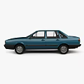 Vintage Volkswagen Blue Classic Car With Front Headlights Black Bumper And License Plate