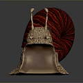 Reptile Snail With Red Striped Shell And Brown Cracked Textured Body On Dark Background
