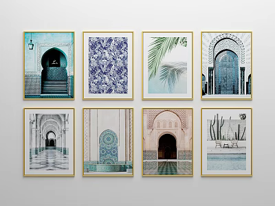 Light Luxury Architectural Painting Moroccan Architectural Door Arch Painting 3d model