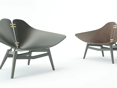 Modern Lounge Chairs With Dark And Brown Upholstery And Wooden Legs Design 3d model