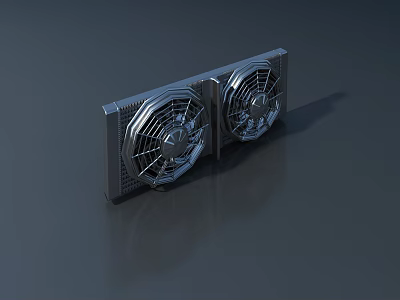 Dual Silver Metal Air Conditioner Fans With Sleek Design On Dark Surface 3d model