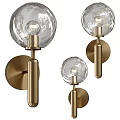 Modern Wall Sconces With Brass Base And Transparent Globe Glass Shade For Indoor Home Lighting Decor
