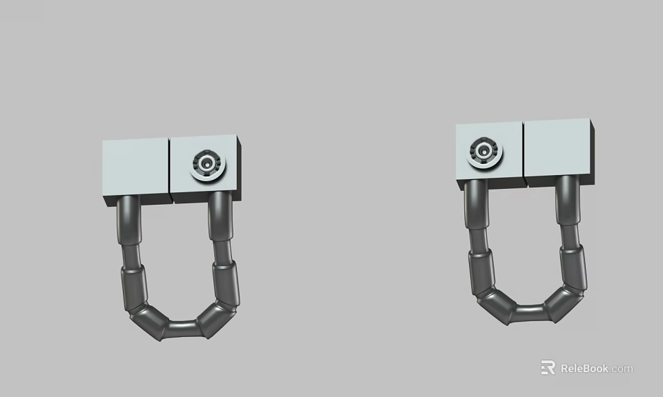 Symmetric Mechanical Components With Square Base Circular Element And Curved Chain Structure 3d model 