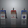 Vintage Fuel Dispenser Models Featuring Esso Benzina And Agip Logos On