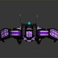Purple And Black 3D Robot Model With Mechanical Armor And Joints