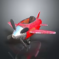 Vintage Red Toy Airplane With Silver Propeller Black Interior And Wheels