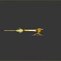 Modern Futuristic Golden Weapon With Glowing Laser Beams And Hexagonal Base Design