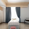 SPA Sauna Room With Massage Bed Gray Curtains Bright Lighting And Cozy Atmosphere