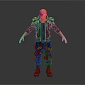 Sci Fi Character With Futuristic Jacket Mechanical Shoulder Armor And Tactical Pants