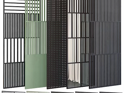 Modern Room Divider Designs With Slatted Panels And Perforated Screens 3d model