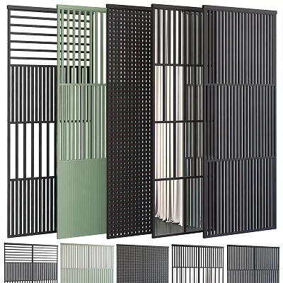 Modern Room Divider Designs With Slatted Panels And Perforated Screens 3d model