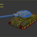 3D Rendered Military Tank Model With Green Hull Silver Turret Long Cannon And Tracked Design