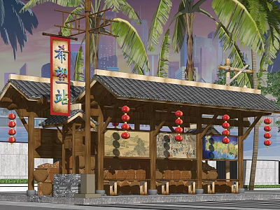 Bus platform pavilion 3d model
