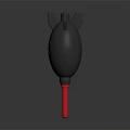 Abstract Black Sculpture Carving With Red Base And Detailed Top Structures