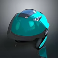 Teal And Black Modern Helmet With Glossy Finish Sleek Design And Transparent Visor