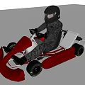 Two Racers Driving Go Karts With Helmets On Racing Track Surface