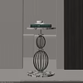 Modern Side Table With Marble Top And Geometric Metal Frame Design 3d model