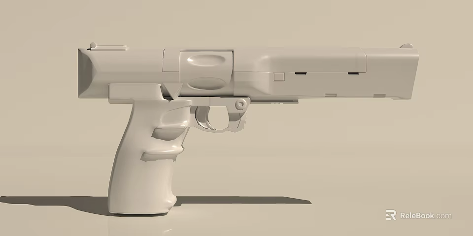 White Modern Pistol 3D Model With Detailed Grip Trigger And Structure Design 3d model