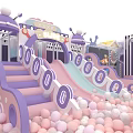 Vibrant Indoor Playground With Castle Themed Slides Colorful Ball Pit And Sand Areas