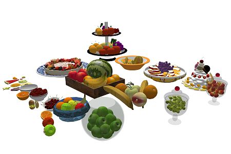 Modern Fruit Salad Fruit Cake Watermelon Kiwi 3d model