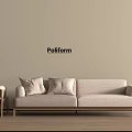 Poliform Beige Two Seater Sofa With Wooden Frame And Neutral Wall