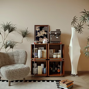 Modern Quiet Side Cabinet Decorative Cabinet Side Cabinet Floor Style Sofa Coffee Machine Decoration Combination 3d model