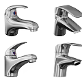 Four Modern Chrome Finish Single Handle Water Faucets With Sleek Contemporary Design