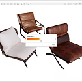 Modern Comfortable Leather Accent Chairs With Brown White Upholstery And Metal Frames