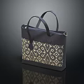 Stylish Dark Colored Tote Bag With Geometric Pattern And Dual Handles