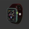 Black Strap Smartwatch Fashion Accessory With Colorful Dial Showing Time Heart Rate Steps