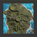 Picturesque Island Landscape Featuring Green Mountains Blue Ocean And Lush Vegetation