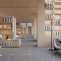 Book Art In Bright Library Space With Shelves And Chairs