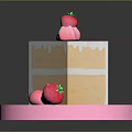 Delicious Layered Cake With Cream Frosting And Fresh Strawberry Decorations On Pink Stand