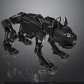 Mechanical Dog With Metallic Structure And Black Futuristic Design 3d model