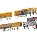 Yellow Architectural Components Featuring Display Shelves Grille Structures And Canopy 3d model