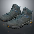 Dark Green High Top Hiking Boots With Non Slip Sole Breathable Mesh And Orange Accents