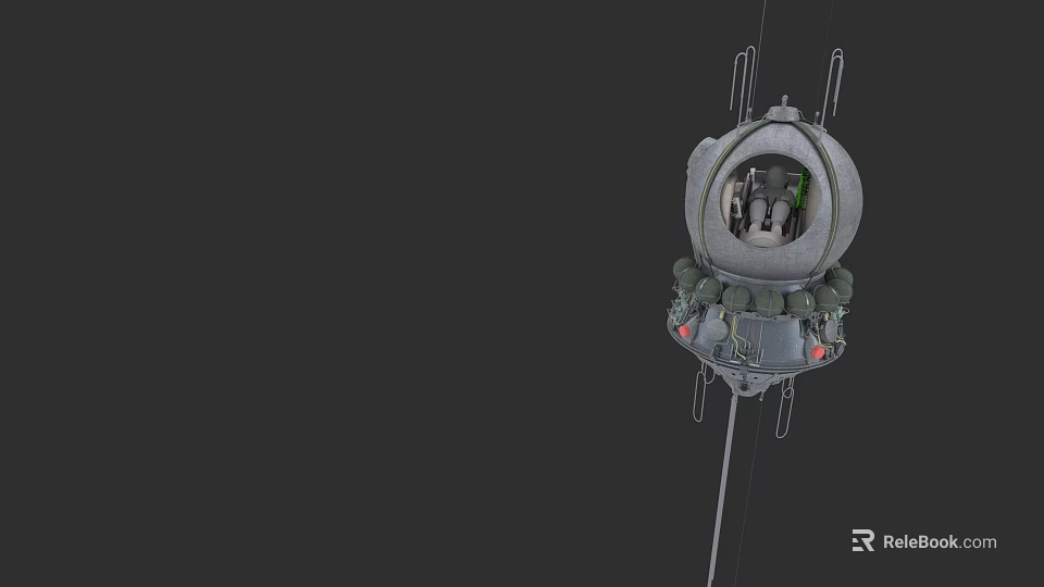 3D Rendered Space Capsule Design With Transparent Dome People Inside And Equipment 3d model 